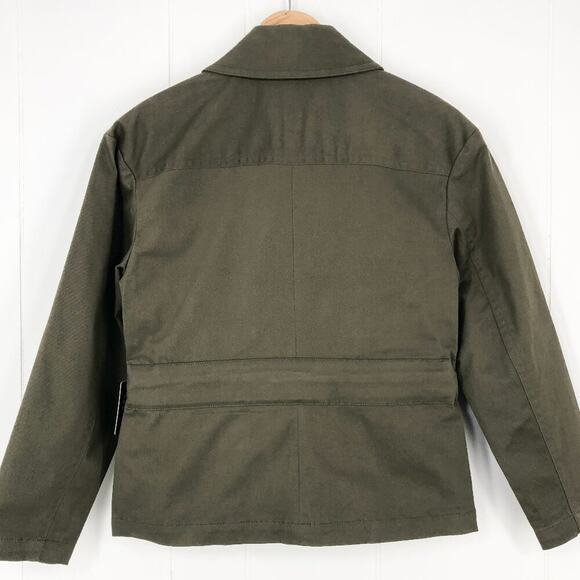 Express Utility Jacket Oversized Pockets Belt Cotton Twill Stretch Size XS Olive - Picture 7 of 16